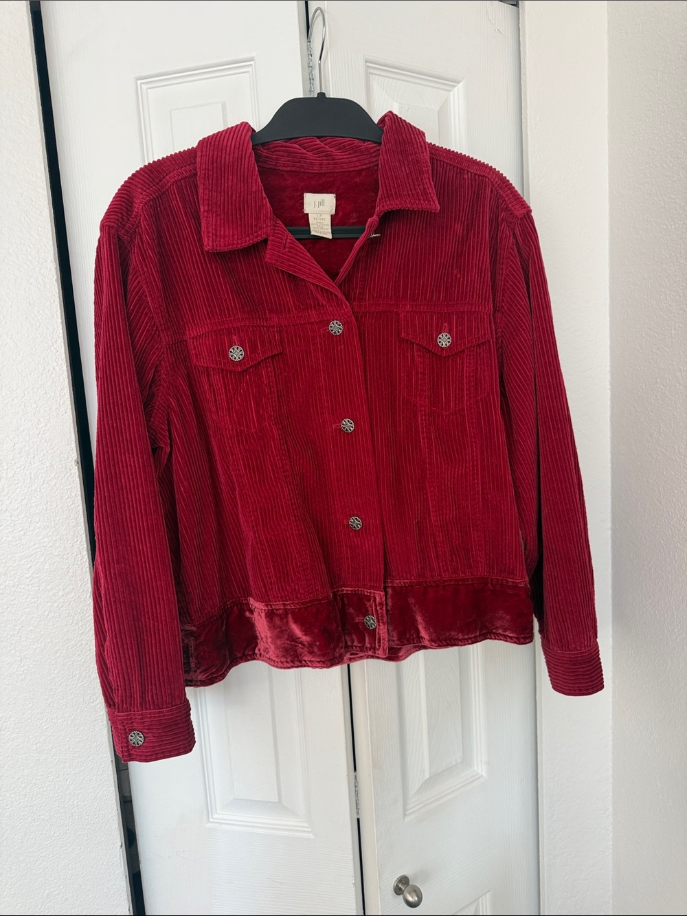 J. Jill Corduroy Button-Front Jacket in Rich Red
